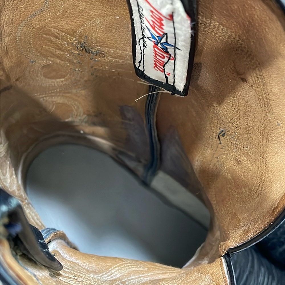Men's Tony Lama Boot, Black Bullhide, Stockman Western CT2036 Size 9B *Details* - Picture 13 of 16